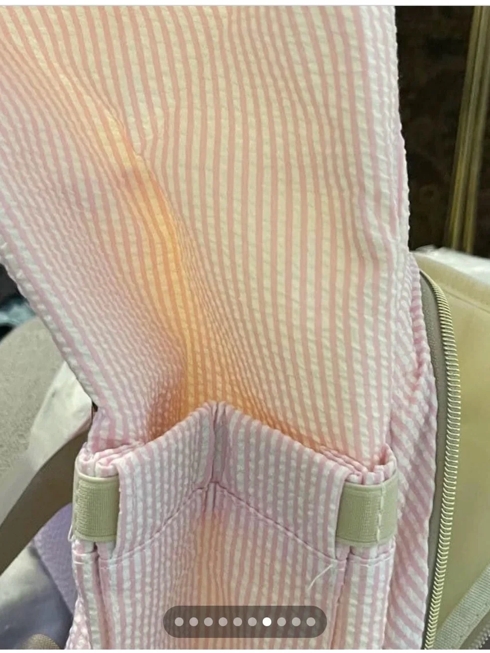 Unused Diaper Bag Roomy Monogrammed Seersucker & Pink Embroidery